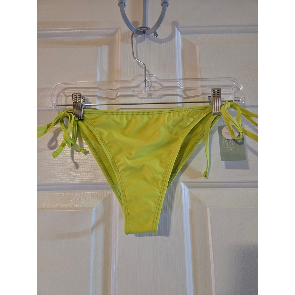 Full Tilt Swim‎ Tie Side Skimpy Bikini Bottoms Neon Yellow Size L